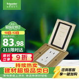 施耐德 地插座隐藏式地面插座86型 E228开启式五孔地插金色 (不含底盒）