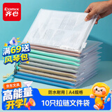 齐心（COMIX）10只A4文件袋网格拉链袋彩色小学生科目分类袋透明考试资料文具试卷收纳袋作业袋莫兰迪色 DS-872