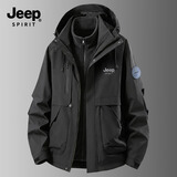 JEEP SPIRIT三防户外夹克男三合一冲锋夹克秋冬季保暖外套男9588 黑色 3XL