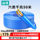 山泽六类千兆网线【工程版0.57±0.008mm纯铜芯】CAT6类非屏蔽 家装网络布线POE监控箱线50米 SZ-6050