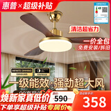 惠普中古风扇灯2026新款大气复古吊扇灯客厅餐厅胡桃木色带灯风扇吊灯 1级能效-3叶36寸-无极调光-包安装