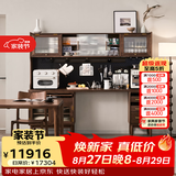 独家森活北美黑胡桃木实木餐边柜靠墙一体高柜带嵌桌子酒柜橱柜客厅多功能 2.1米餐边柜-现货（北美黑胡桃）