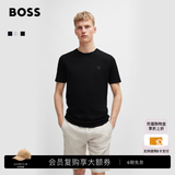 BOSS博斯【经典款 100%棉】男士26夏季徽标饰片棉质平纹针织短袖T恤 001-黑色 2XL
