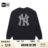 NEW ERA纽亦华加绒卫衣男女同款MLB立体胶印NY宽松套头衫 13338671-黑色 XL