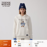 Teenie Weenie小熊秋冬装学院风蓝色T恤索罗娜加绒连帽卫衣套头衫 象牙白 S (160)