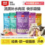顽皮（Wanpy）猫条猫咪零食欧一吸猫条成猫幼猫湿粮包猫咪流质零食布丁 五种口味共25条装【店长推荐】