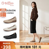 金利来（Goldlion）女鞋坡跟皮鞋时尚圆头牛皮浅口一脚蹬单鞋女G662320016杏色37