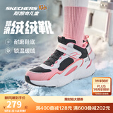 Skechers斯凯奇儿童秋冬休闲男女童二棉鞋轻质加绒保暖靴405222L/302583L 女童/黑色/白色/粉红色/BKWP 34