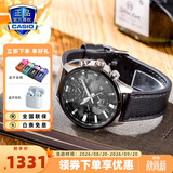 卡西欧（CASIO）商务休闲皮带钢带手表男日韩腕表防水石英男士手表送男友七夕礼物 EFR-303L-1A世界时间
