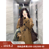 茵曼（INMAN）2026冬季女装新款羊驼毛桑蚕丝牛角扣双面呢大衣长款外套 咖啡色 84.5%绵羊毛 5.7%桑蚕丝 S 158-162cm/100-110斤