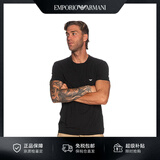 EMPORIO ARMANI阿玛尼夏季新款潮流礼物纯棉打底衫短袖T恤两件套 黑/黑 XL节