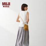 MUJI 纸编 斜挎包 包包女包 便携 单肩 编织包 小包 贝壳状 浅棕色