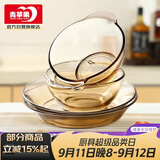 青苹果欧式茶色耐热玻璃碗盘餐具套装水果沙拉碗2碗2盘4件套