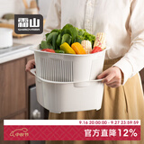 霜山洗菜盆沥水篮家用厨房多层洗水果可叠加菜篮子过滤网篮洗碗机可用 灰色洗菜篮【沥水篮+储水盆】