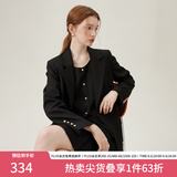 范思蓝恩懒人三件套 西装套装正装外套女职业通勤西服24FS11075 黑色西装 M