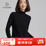 帕什羊绒衫女半高领100山羊绒秋冬厚款针织毛衣女PS-06 黑色 M (90-105斤)