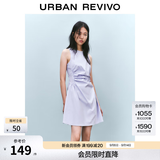 UR春季新款女摩登气质褶皱收腰显瘦无袖连衣裙UYY750030 淡紫 XS