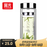 富光双层玻璃杯 高硼硅玻璃泡茶杯子 茶水分离杯 带茶隔商务水杯男士