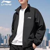 李宁（LI-NING）外套男春秋季新品款风衣女夹克户外防泼水冲锋运动服防风透气上衣 标准黑（直领款） L (175)