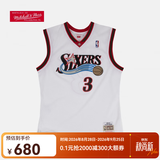 NBA官方Mitchell&Ness费城76人艾伦艾弗森中国行球衣篮球服运动背心 白色 M