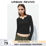 UR2026秋季新款女装时尚休闲简约基础修身长袖T恤UYB450010 黑色 M