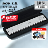 天鹅（SWAN）北京口琴老王联名款24孔复音c调儿童成人初学者演奏级乐器银色