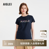 AIGLE艾高轻奢短袖T恤春夏户外休闲运动舒适圆领套头女士上衣 深海军蓝 BC511 36(160/84A)