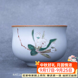 容山堂官窑彩绘茶杯大小号可养开片主人杯单个杯盏品茗杯功夫茶具 官窑茶杯-亭亭玉立