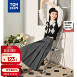 唐狮（TonLion）秋冬季女净色中长百褶裙时尚百搭学院风减龄简约舒适长裙