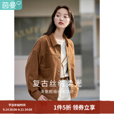 茵曼（INMAN）2026秋季女装新款休闲纯色翻领口袋单排扣百搭短外套上衣 浓咖啡 M