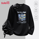 班尼路（Baleno）t恤男长袖春秋季情侣休闲潮流体恤衫宽松纯棉大码圆领打底衫上衣