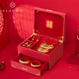 VLANDO高档轻奢红色结婚三金五金首饰盒礼盒装新婚礼物送新娘闺蜜大容量