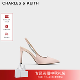 CHARLES&KEITH质感链条尖头高跟凉鞋子女鞋生日礼物送女友CK1-60280377 Beige米色 34 (220)