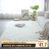 梦蜓长绒丝毛客厅地毯茶几卧室飘窗床边毯垫   简约白70*160cm