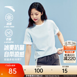安踏冷萃T丨多彩短袖休闲百搭亲肤T恤女装夏季新款透气正肩运动上衣 【经典小logo】天水蓝-3 | 3A抗菌 M /女165