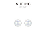XUPING旭平首饰时尚小众设计人鱼姬仿珍珠耳钉耳饰耳夹简约日常送女朋友 白色圆珠人鱼姬耳钉/约12mm