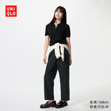 优衣库全棉舒适九分裤常规款女装/休闲百搭宽松482243 486091 482243/09黑色 L