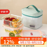 乐扣乐扣（LOCK&LOCK）耐热玻璃保鲜盒微波炉饭盒上班学生便当盒分隔餐盒配便当包两件套