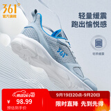 361°运动鞋男鞋秋季新品防泼水皮革面跑步鞋轻质耐磨革网透气黑色鞋子 太空灰/工装蓝 43