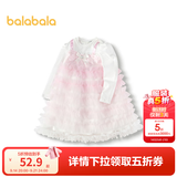 巴拉巴拉童装女童儿童裙子秋装宝宝网纱裙假两件连衣裙甜美蛋糕裙公主裙 红色调00366 110cm