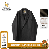 William fox&sons威廉福克斯仿仿麂皮绒小西服轻商务复古宽松易打理便西休闲西装男 黑色 L /50
