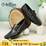 金利来（Goldlion）男鞋豆豆鞋秋季皮鞋男士皮鞋商务休闲鞋柔软乐福鞋男 黑色（偏大一码） 39