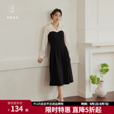 独束【束型系列】大码郁金裙双版型拼接连衣裙女新款显瘦气质裙子 苹果型-加长 M (尺码：1) 拍前和客服确认尺码