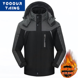 YOOOURTHING棉服男秋冬季棉袄加绒加厚男棉衣保暖防寒防风夹克外套上衣男 黑色 2XL (建议115-130斤)