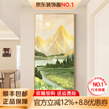 墨派（Mopai）【热销TOP1】玄关装饰画竖版现代简约走廊过道背景墙壁画入户挂画 背靠金山 80*160cm烤瓷镶钻+铝合金边框