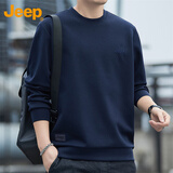 吉普（JEEP）卫衣男春秋季圆领长袖T恤男士宽松休闲衣服男装 藏青 3XL 