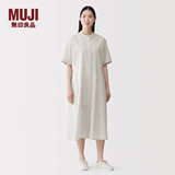MUJI 女式 凉感 短袖衬衫连衣裙 女装裙子长裙 26年夏季 BC2Q7C6S 象牙色格纹 M （160/84A）