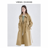 VEGA CHANG风衣女中长款2026年秋新款雅丹风百搭时尚外套 鹭茶色 XS