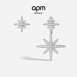 APM Monaco 六芒星耳钉女不对称女耳饰奢华耳环送女友生日礼物 白色-(左：长3cm,宽1cm，右：宽1cm)