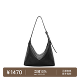 裘真（qiuzhen）【明星推荐】 经典hobo包植鞣牛皮腋下通勤休闲饺子女包 黑色-小号（羊皮） 小包/大包